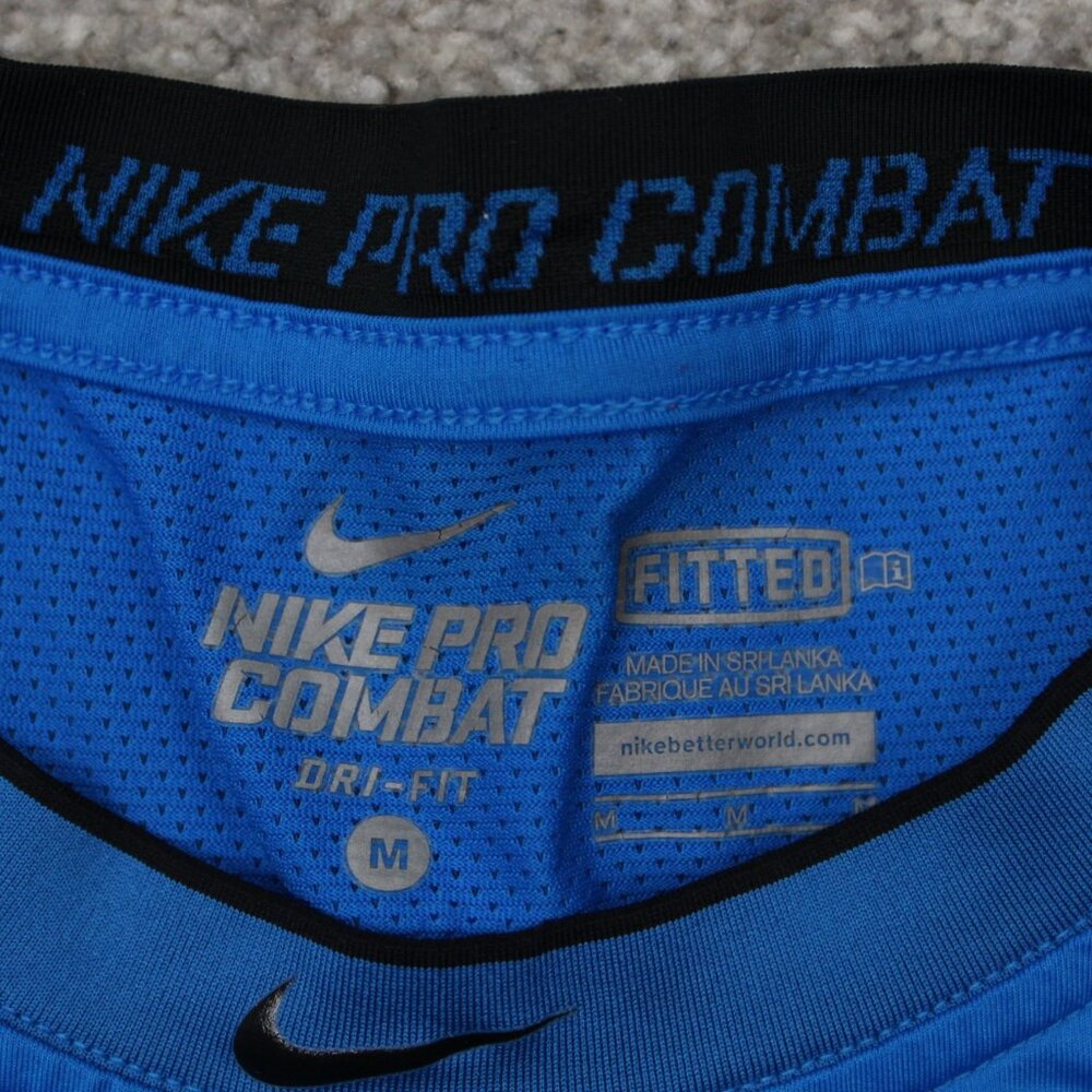 Nike Pro Combat Shirt Adult Medium Blue Swingman Fitted Long Sleeve Pullover - Picture 10 of 15